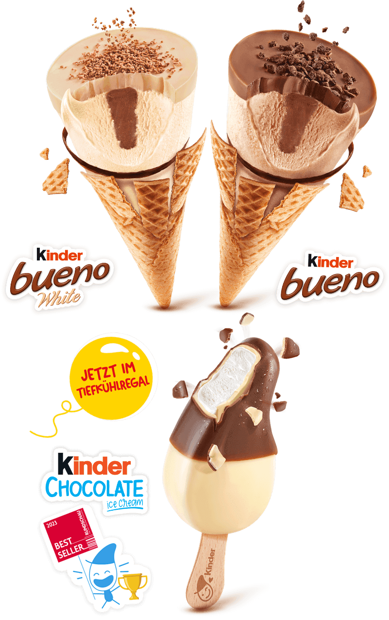 kinder Schokolade Eis und kinder Bueno Eis