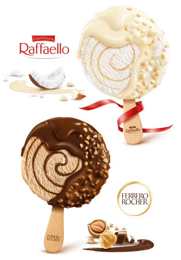 Raffaello Eis und Ferrero Rocher Eis
