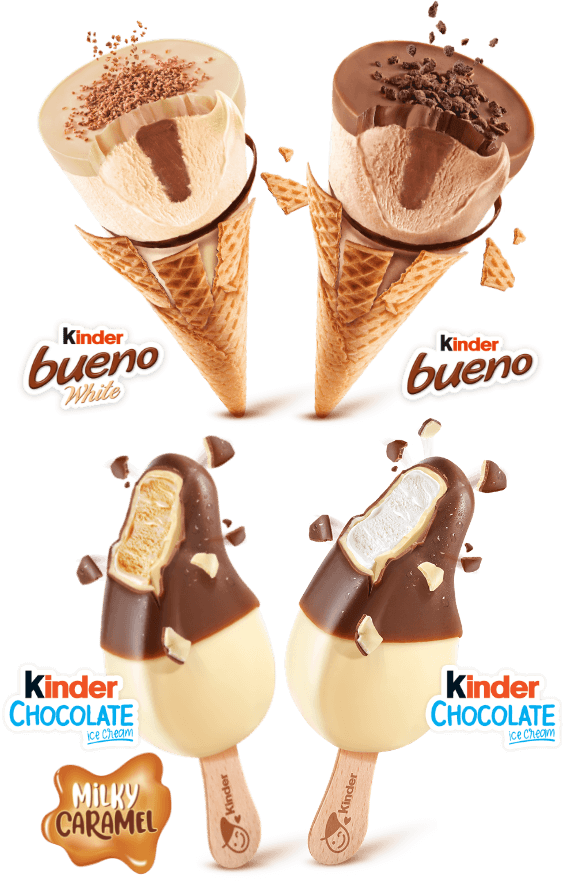 kinder Schokolade Eis und kinder Bueno Eis