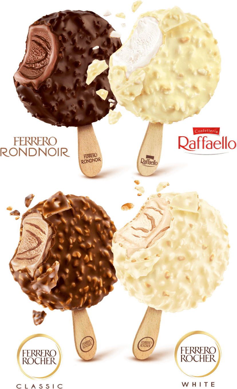 Raffaello Eis, Ferrero Rocher Eis und Ferrero Rondnoir Eis